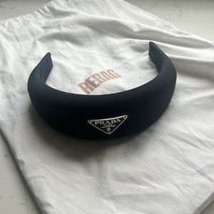 Black Nylon Prada Logo Headband